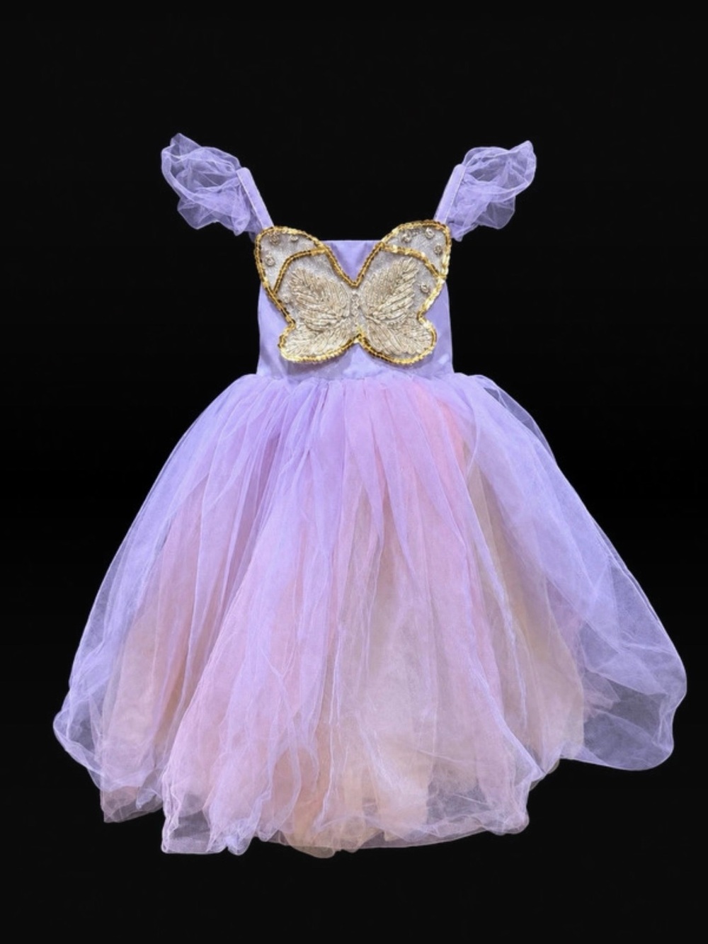 Pottery Barn Kids Butterfly Fairy Princess Tulle Dress Lavender Pink Gold Costum